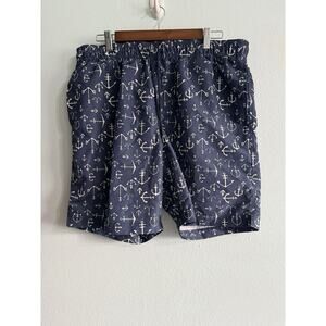 Lands' End Swimsuit Men's Nautical Anchor's L 36/38‎ Navy Blue Classic